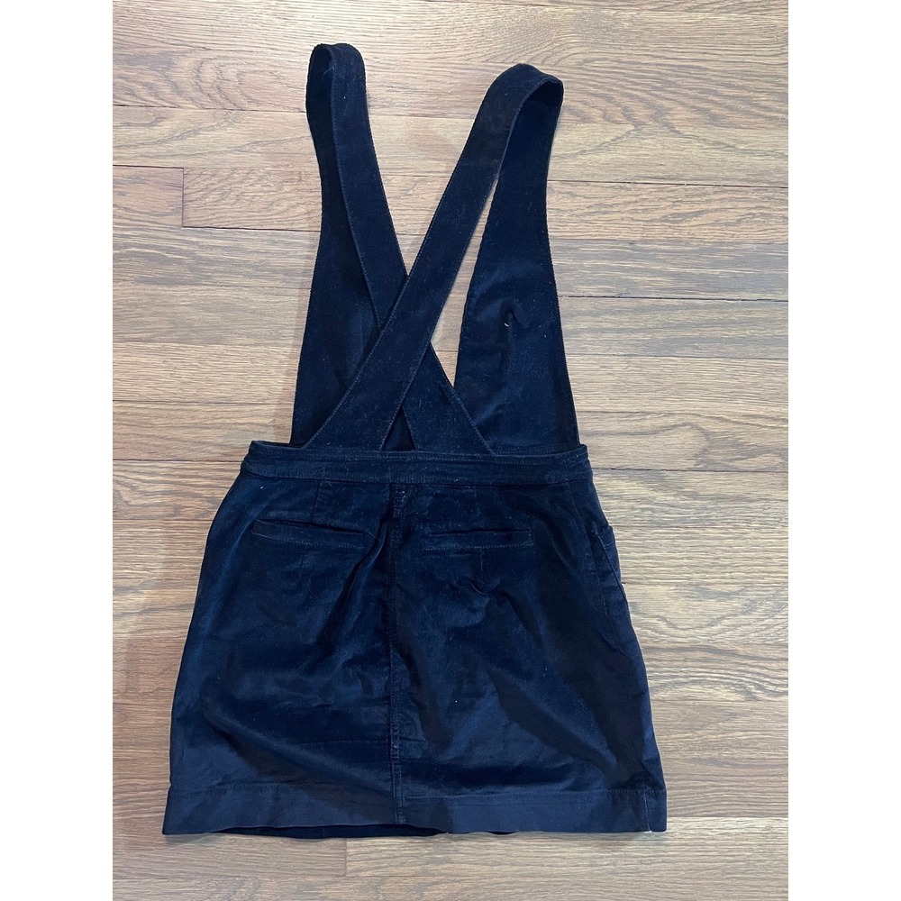 Free People Black Corduroy Jumper Dress Button Front Pinafore Skirt Womens 0